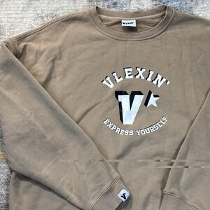 Vlexen Mens Sweatshirt XL‎ Tan Pullover Crewneck Fleece Streetwear